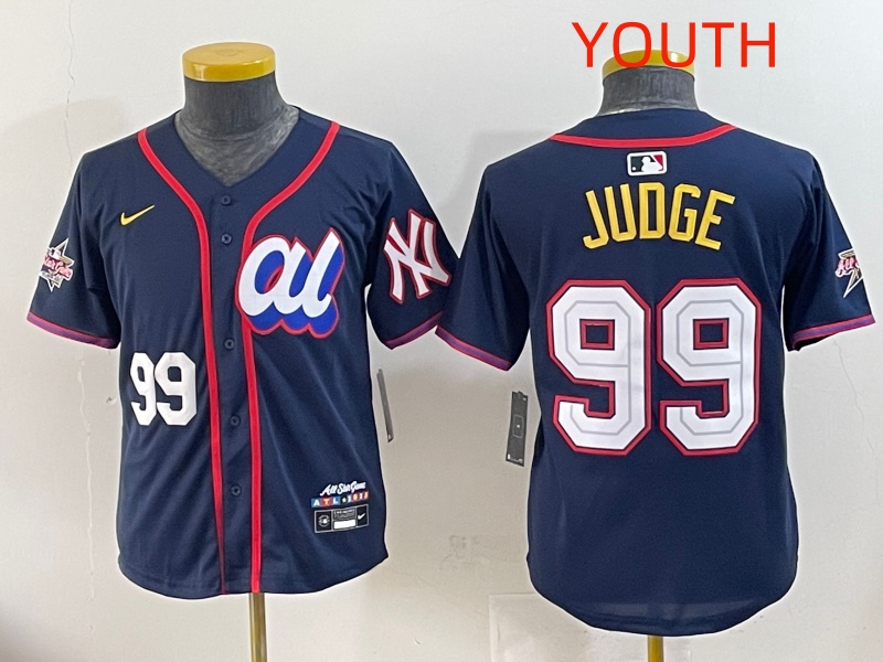 Youth 2025 New York Yankees #99 Judge Drak Blue All star Blank Blue Nike MLB Jersey style 2